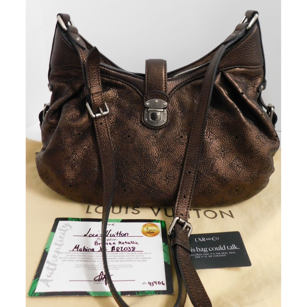 Louis Vuitton Metallic Brown Mahina Leather XS Crossbody Hobo Bag